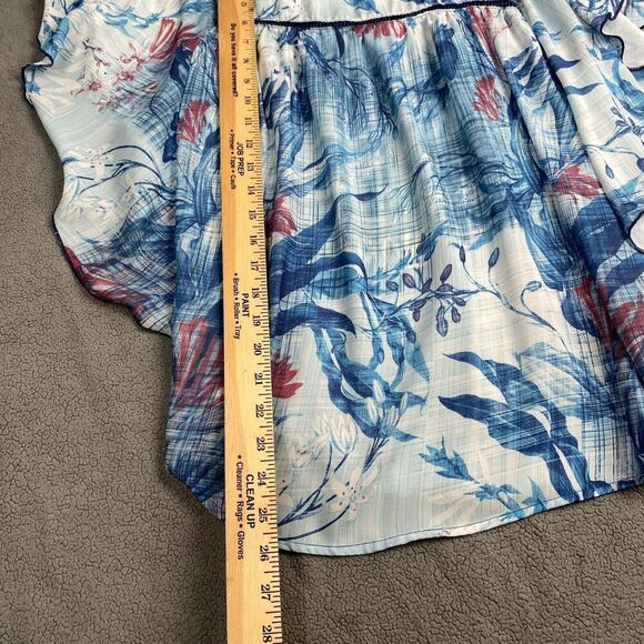 Joseph A. Women's size XL Blue Blouse Womens  Casual Floral Flutter Sleeve Boho - Picture 5 of 16